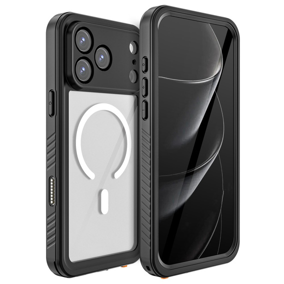 Redpepper tok iPhone 17 Pro Max készülékhez, IP68 vízálló, MagSafe-hoz, átlátszó, fekete oldallapokkal
