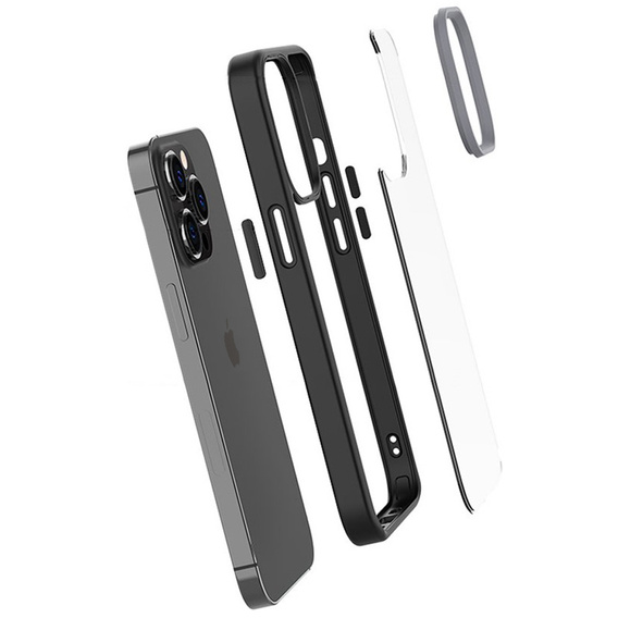 Telefontok a iPhone 13 Pro, ERBORD Hybrid Case, fekete