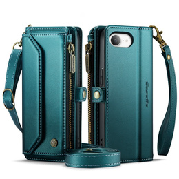 Tok CASEME iPhone16e, RFID Leather Wallet, vállpánttal, zöld
