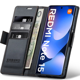 ERBORD Fényes Litchi flip tok Xiaomi Redmi Note 15 5G készülékhez