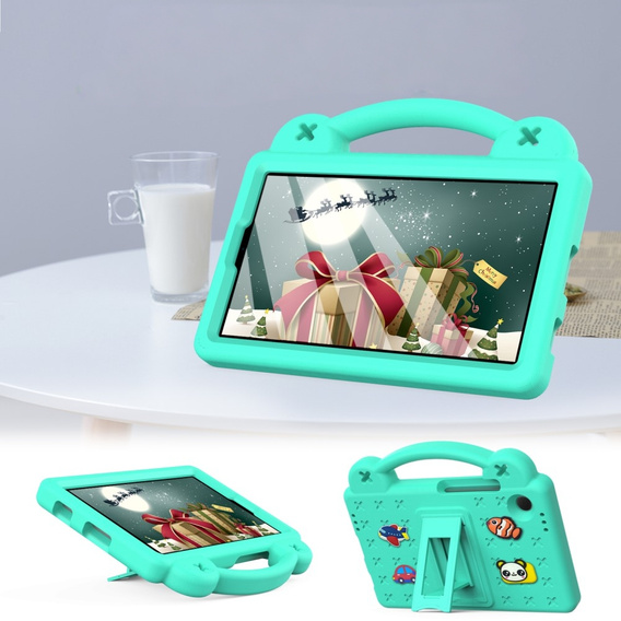 Gyermek tok Samsung Galaxy Tab A9, Cute Patterns, állvánnyal, zöld
