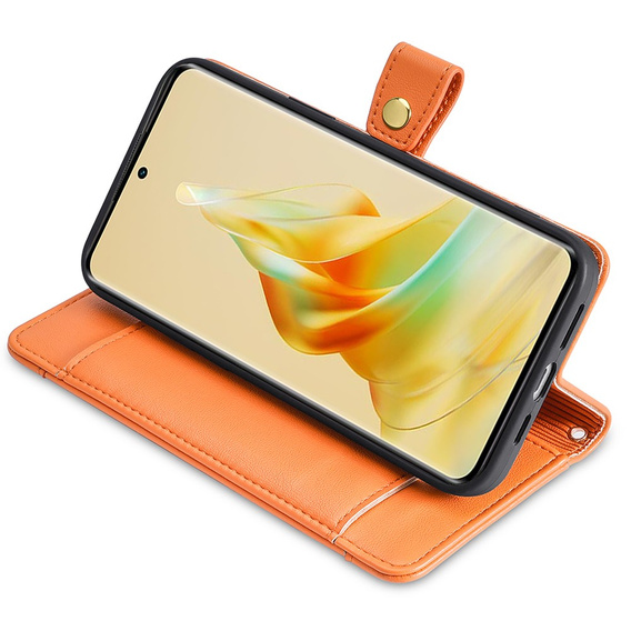 Pattintható tok a Oppo Reno8 T 4G, Wallet Zipper Pocket, narancssárga