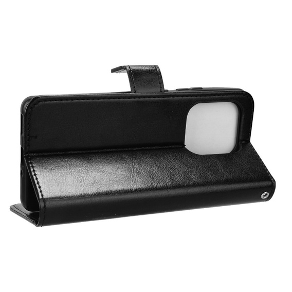 Pattintható tok a Motorola Edge 50 Ultra, Crazy Horse Wallet, fekete