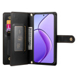 Pattintható tok a Realme 14 Pro+ 5G, Wallet Zipper Pocket, fekete