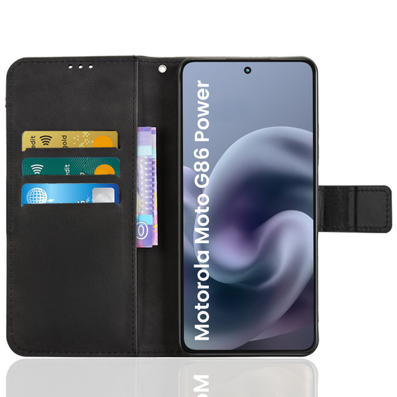 Pattintható tok a Motorola Moto G86 Power 5G, Crazy Horse Wallet, fekete