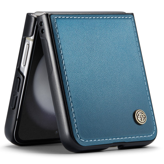 Tojás Samsung Galaxy Z Flip7 FE / Z Flip6, CASEME Litchi Leather, kék