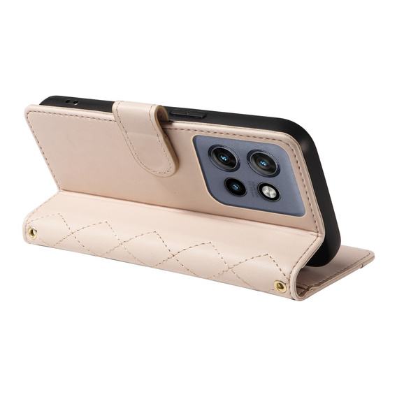 Flap tok Motorola Edge 50 Neo / Motorola ThinkPhone 25, Rhombus Crossbody Leather, bézs színű