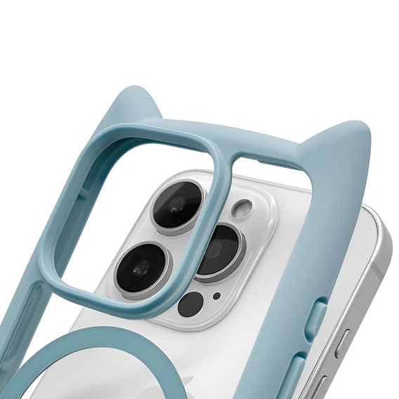 Tok iPhone 16 Pro Max-hoz, MagSafe, Cute Cat, kék + képernyőüveg