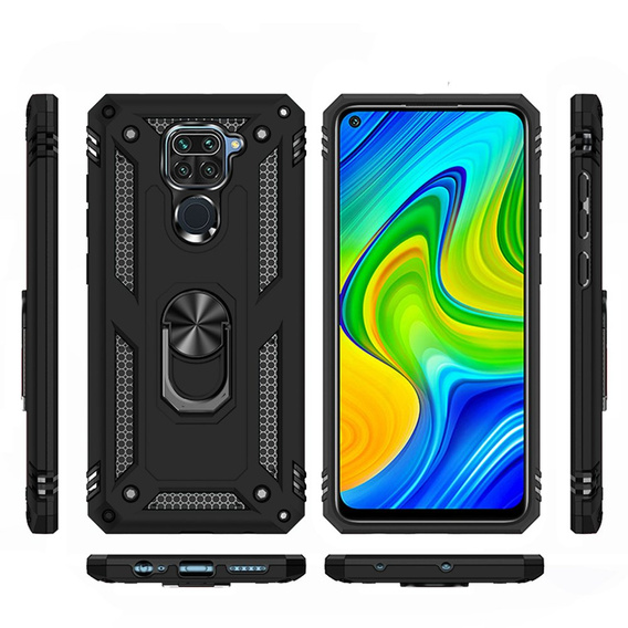 Páncélozott telefontok a Xiaomi Redmi Note 9, Nox Case Ring, fekete