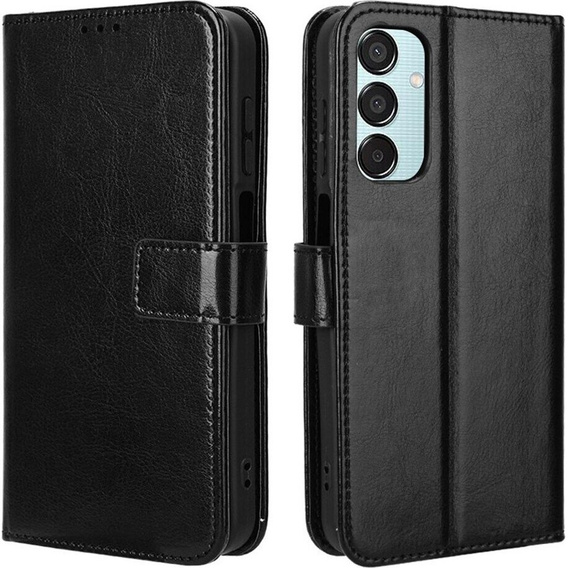Pattintható tok a Samsung Galaxy M35, Crazy Horse Wallet, fekete