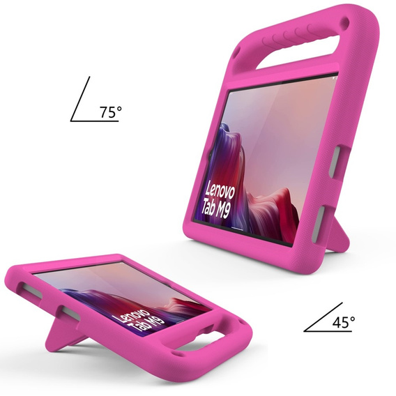 Gyermek tok Lenovo Tab M9, Gyermek tok fogantyúval, rózsaszín