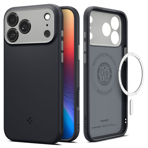 Spigen tok iPhone 17 Pro Max készülékhez, Nano Pop Mag Mag MagSafe, Fekete szezámmag