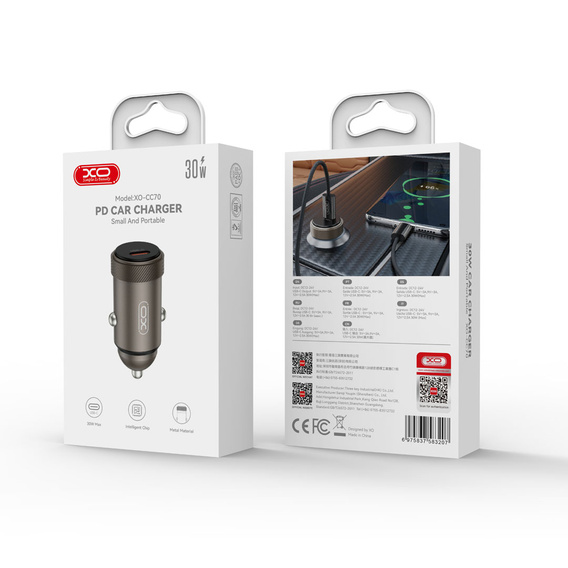 XO CC70 autós töltő USB-C PD 30 W porttal