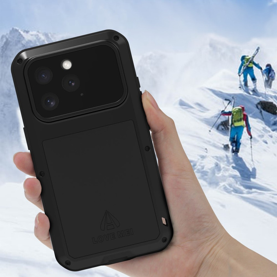 Love Mei Telefontok a iPhone 16 Pro, armored with glass, fekete