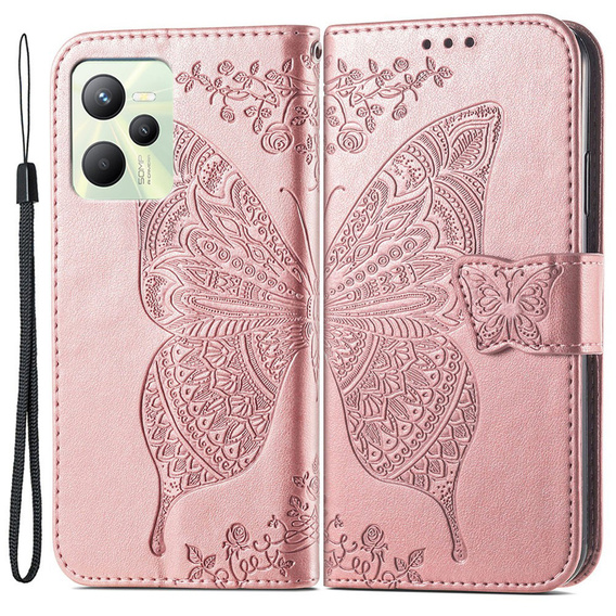 Pattintható tok a Realme C35, Butterfly, rózsaszín