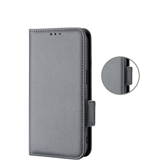 Pattintható tok a Xiaomi Redmi Note 12 5G / POCO X5 5G, Wallet Litchi Magnet, szürke