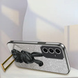 Tok Samsung Galaxy A54 5G, Glitter Rabbit, kihúzható állvánnyal, fekete