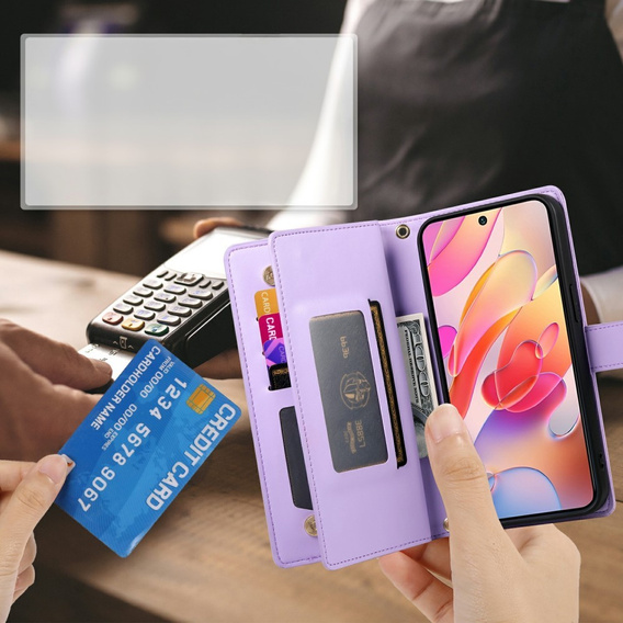 Pattintható tok a Samsung Galaxy A56 5G, Wallet Zipper Pocket, lila