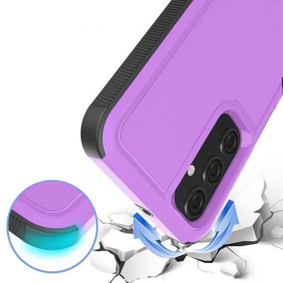 Páncélozott tok Samsung Galaxy A25 készülékhez, kétrétegű, lila + 9H üveg