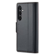 Tok Samsung Galaxy A55, ERBORD Glossy Litchi, pénztárca patenttal, fekete