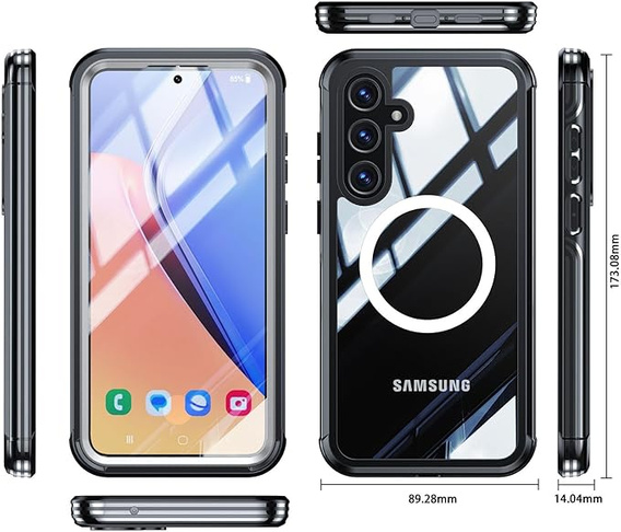Tok Samsung Galaxy S24+ Plus készülékhez, Shockproof, fóliával, MagSafe-hoz, fekete