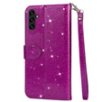 Pattintható tok a Samsung Galaxy A56 5G, Wallet Zipper Pocket Glittery, lila