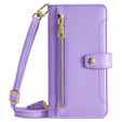 Pattintható tok a Samsung Galaxy A16, Wallet Zipper Pocket, lila