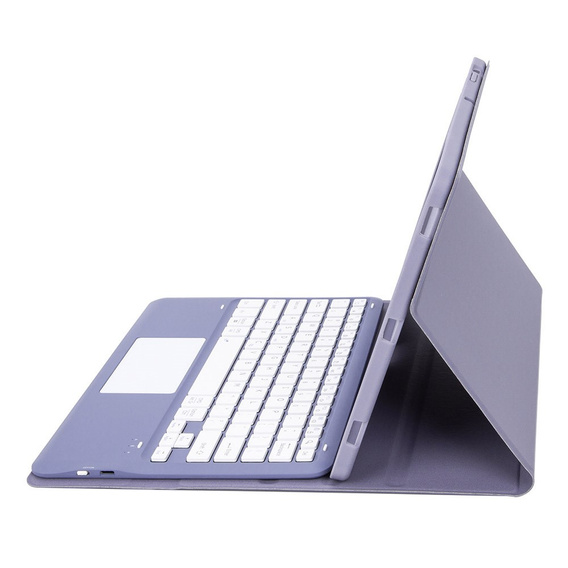 Tok + billentyűzet Samsung Galaxy Tab S9+, Leather Pen Slot TouchPad, lila