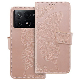 Pattintható tok a Xiaomi Poco F6 Pro, Butterfly, rózsaszín rose gold