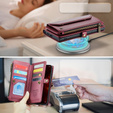 Tok CASEME Samsung Galaxy S24 FE, RFID Leather Wallet, vállpánttal, piros