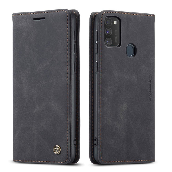 CASEME tok Samsung Galaxy M21, Leather Wallet Case, fekete