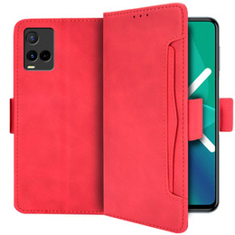 Pattintható tok a Vivo Y21/Y21s/Y33s, Card Slot, piros