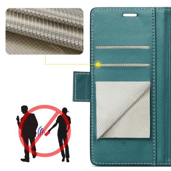 CASEME flip tok Samsung Galaxy Z Fold6 5G, Litchi Wallet, zöld