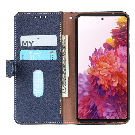 KHAZNEH RFID tok Xiaomi Poco F6, Litchi textúra, kék