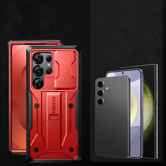 Robusztus tok Samsung Galaxy S25 Ultra készülékhez – Tongate MECH sorozatú klip, fekete