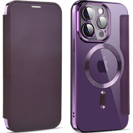 Pattintható tok a iPhone 14 Pro, RFID Wallet MagSafe CamShield, lila