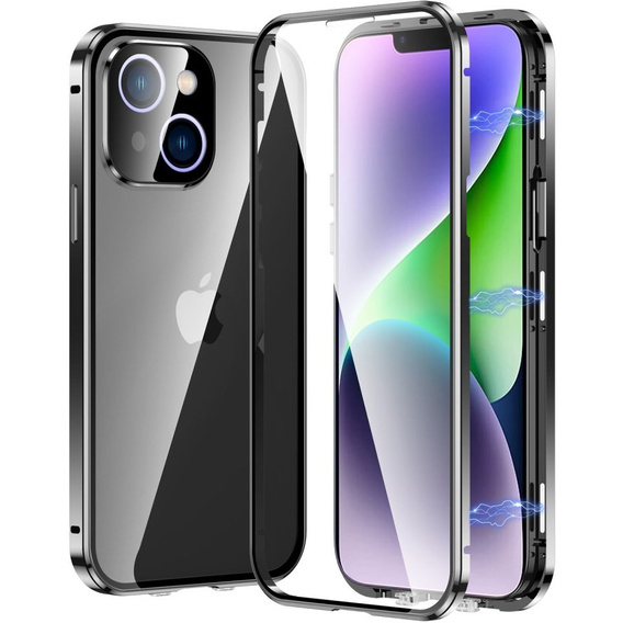 Tok iPhone 15 Plus, Magnetic Dual Glass, fekete