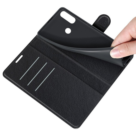 Pattintható tok a Motorola Moto E7 Power / E7i Power, Wallet Litchi Texture, fekete