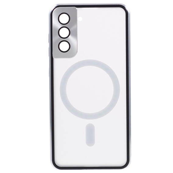 Magnetic Dual Glass MagSafe tok Samsung Galaxy S21+ Plus, ezüst