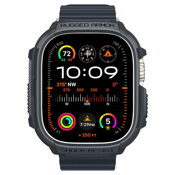 Spigen Rugged Armor Dark Gray tok Apple Watch Ultra 1 / 2 (49 mm) készülékhez