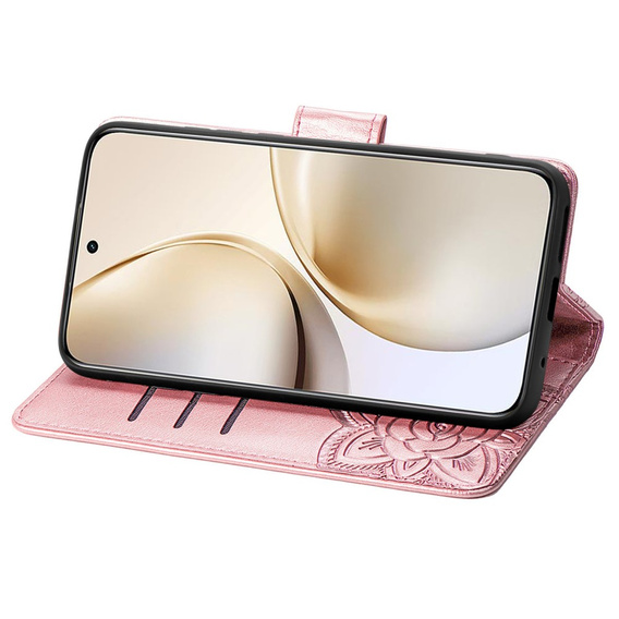 Pattintható tok a Realme 14 Pro+ 5G, Butterfly, rózsaszín rose gold