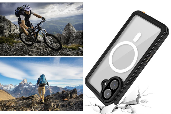 Redpepper tok iPhone 17 készülékhez, IP68 vízálló, MagSafe-hoz, átlátszó, fekete oldallapokkal