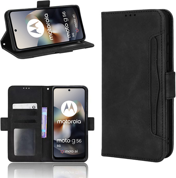 Pattintható tok a Motorola Moto G56 5G, Card Slot, fekete