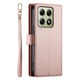 Pattintható tok a Xiaomi 14T, Wallet Zipper Pocket, rózsaszín