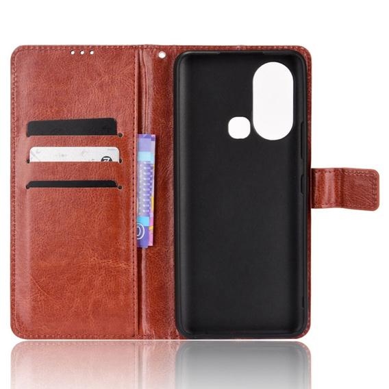 Pattintható tok a Infinix Hot 11s, Crazy Horse Wallet, barna