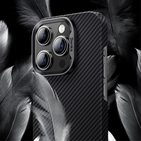 BENKS Kevlar tok iPhone 15 Pro, Carbon Fiber, fekete