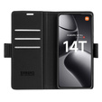 Tok Xiaomi 14T Pro, ERBORD Glossy Litchi, pénztárca patenttal, fekete