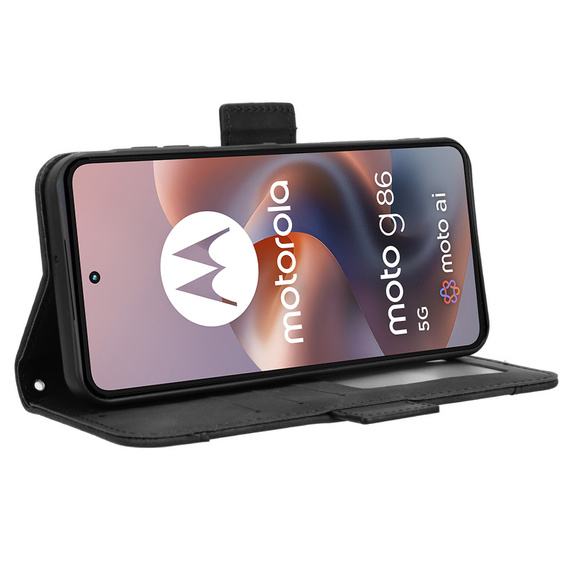 Pattintható tok a Motorola Moto G86 5G, Card Slot, fekete