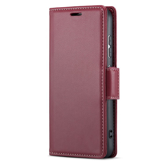 Tok Realme C67 4G, ERBORD Glossy Litchi, pénztárca patenttal, piros