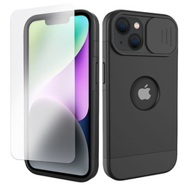 ERBORD MagSafe Cam Slider tok, fekete + képernyővédő üveg iPhone 13 / iPhone 14 készülékekhez